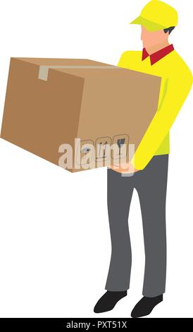 Vector of delivery worker lifting box Stock Vector