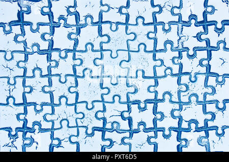 Background white blue from puzzles. concept of success finished challenge Stock Photo