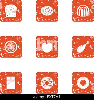 Dulcet icons set, grunge style Stock Vector