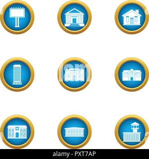 Medical build icons set, flat style Stock Vector