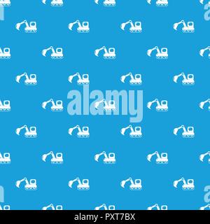 Excavator pattern vector seamless blue Stock Vector