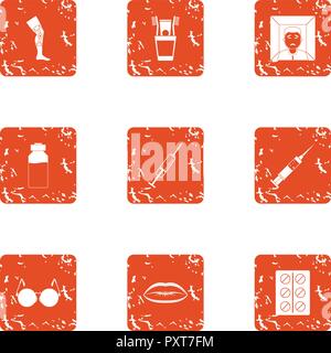 Opiate icons set, grunge style Stock Vector