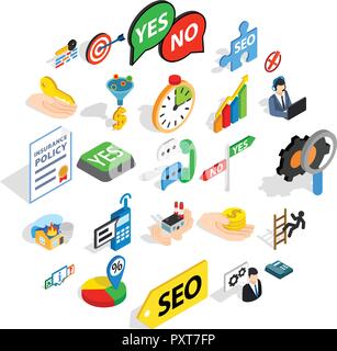 Headquarters icons set, isometric style Stock Vector