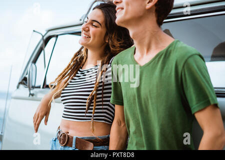 Hipster couple relaxing on her summer road trip Stock Photo