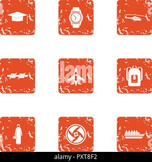 Photohunt icons set, grunge style Stock Vector