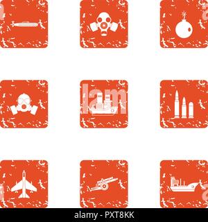 Submariner icons set, grunge style Stock Vector