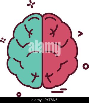 brain divide inkcontober sains icon vector desige Stock Vector