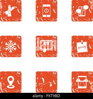 New life icons set, grunge style Stock Vector