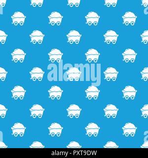Mining cart pattern vector seamless blue Stock Vector