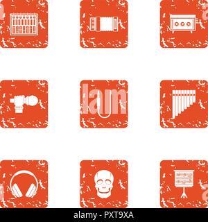 Vernacular icons set, grunge style Stock Vector