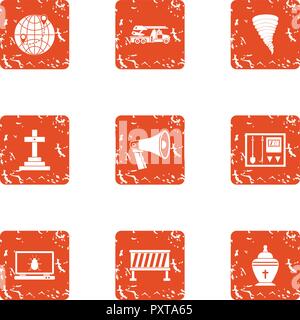 Emigrate icons set, grunge style Stock Vector