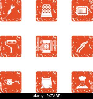 Trade day icons set, grunge style Stock Vector