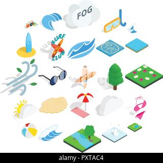 Water swimming icons set, isometric style Stock Vector