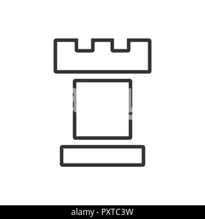 Chess tower line icon on a white background. Vector illustration Stock Vector