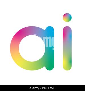 Artificial Intelligence Logo. AI Letter. Artificial Intelligence and Machine Learning Concept. Vector symbol AI. Neural networks and another modern technologies concepts Stock Vector