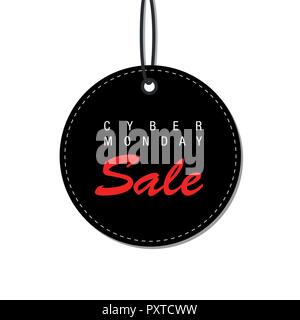 cyber monday sale promotion black tag advertising round vector illustration EPS10 Stock Vector
