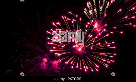 Buntes Feuerwerk am Nachthimmel, Colorful fireworks in the night sky, Fireworks, Pyrotechnics, firecrackers, Colorful, Colourful, Sylvester, New Year, Stock Photo