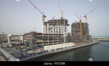 Grandiose construction on the waterfront of Dubai Marina Stock Photo