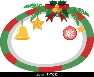 Round border template with christmas theme illustration Stock Vector