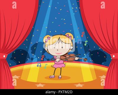 A Musician Playing Violin on Stage illustration Stock Vector