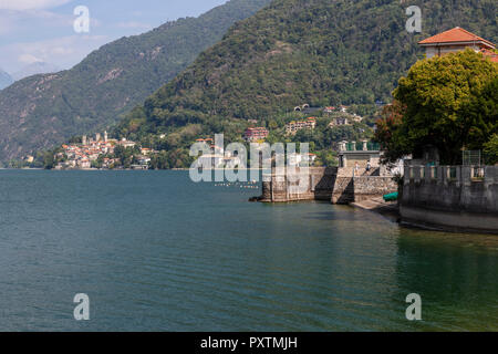The small town of Dervio on the shore of Lake Como in the Italian mountains Stock Photo