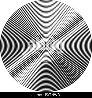 monochrome concentric circles with different width. optical illusion effect. halftone element for design. Stock Vector