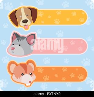 Three banner template with cute animals illustration Stock Vector Image ...