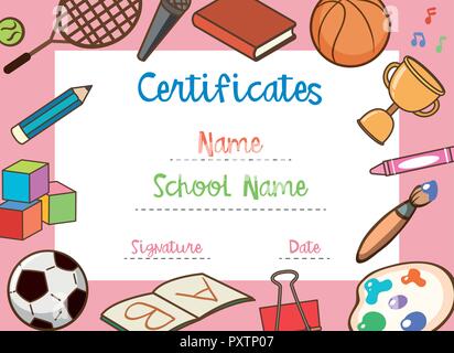 A School Certificate Template illustration Stock Vector