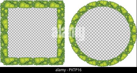 Two grass frames on white background illustration Stock Vector