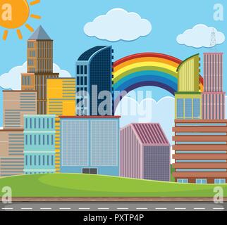 Scene with many buildings in city illustration Stock Vector Image & Art ...