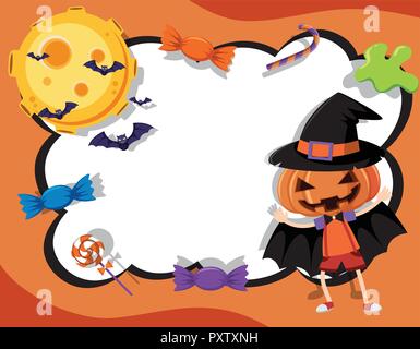 Border template with halloween theme illustration Stock Vector