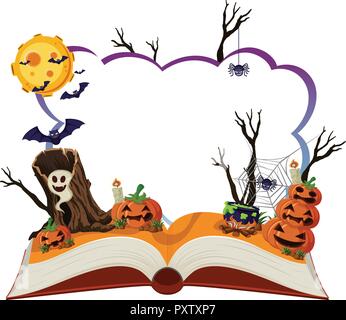 Border template with halloween theme illustration Stock Vector