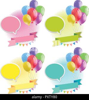 Banner design with colorful balloons illustration Stock Vector