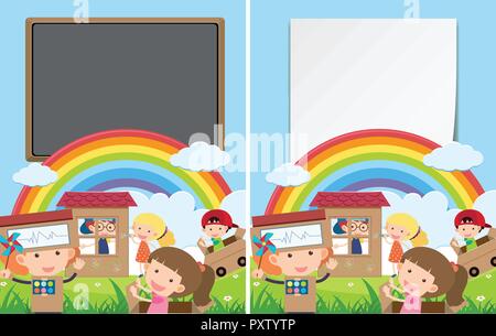 Border template with kids in park illustration Stock Vector Image & Art ...
