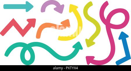 Different arrows in many colors illustration Stock Vector