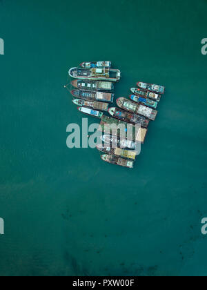 Indonesia, Bali, Aerial view of old boats Stock Photo