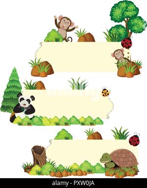 Banner template with three wild animals illustration Stock Vector Image ...