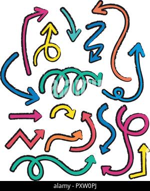 Different designs of arrows on white background illustration Stock Vector