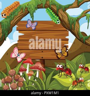 Scene with wooden signs in the woods illustration Stock Vector Image ...
