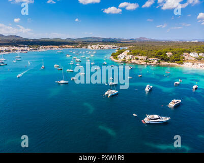 Spain, Mallorca, Portocolom, Punta de ses Crestes, Bay of Portocolom Stock Photo