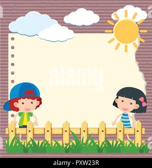 Border template with children in the park illustration Stock Vector ...