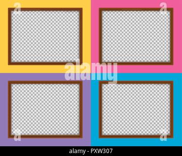 Four wooden frames with different color backgrounds illustration Stock Vector