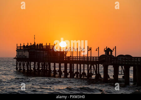 Namibia, Namibia, Swakopmund, View of jetty and atlantic ocean at sunset Stock Photo