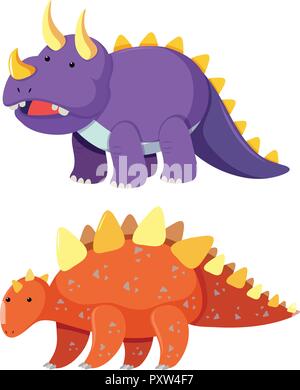 Two types of dinosaur on white background illustration Stock Vector