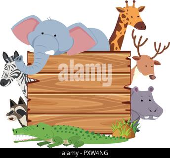 Border template design with cute crocodile illustration Stock Vector ...