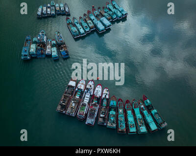 Indonesia, Bali, Aerial view of old ships Stock Photo