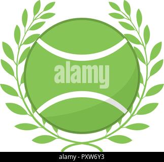 Isolated tennis ball with a laurel wreath Stock Vector