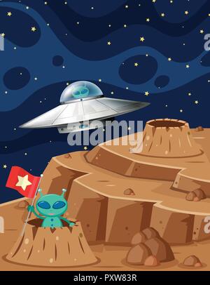 UFO and Aliens in Space Scene illustration Stock Vector Image & Art - Alamy