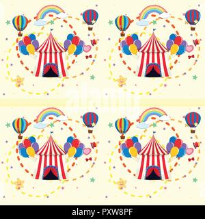 Seamless background with circus tent and balloons illustration Stock Vector