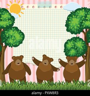 Scene with three bears in the park illustration Stock Vector Image ...